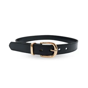 Addison Road South Beach Womens Belt - Genuine Black Leather with Gold Buckle