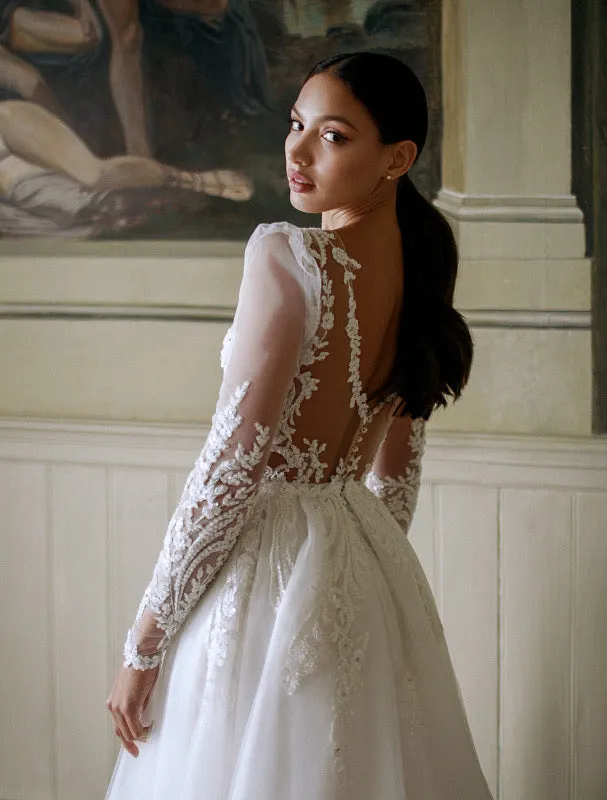 Spectacular Floral Story White Wedding Dress
