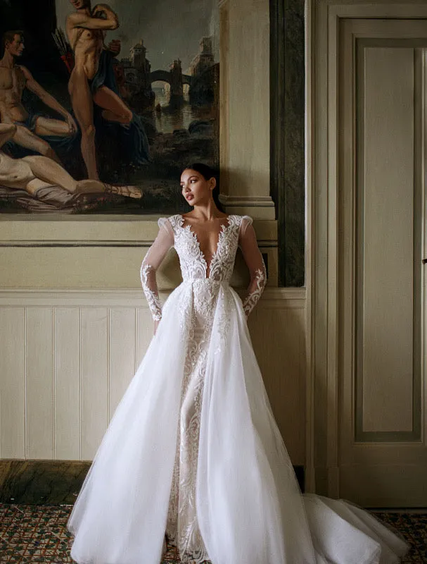 Spectacular Floral Story White Wedding Dress