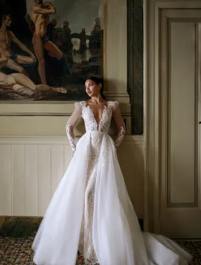 Spectacular Floral Story White Wedding Dress