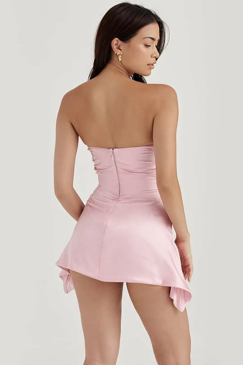 Strapless Backless Short Solid Color Dress