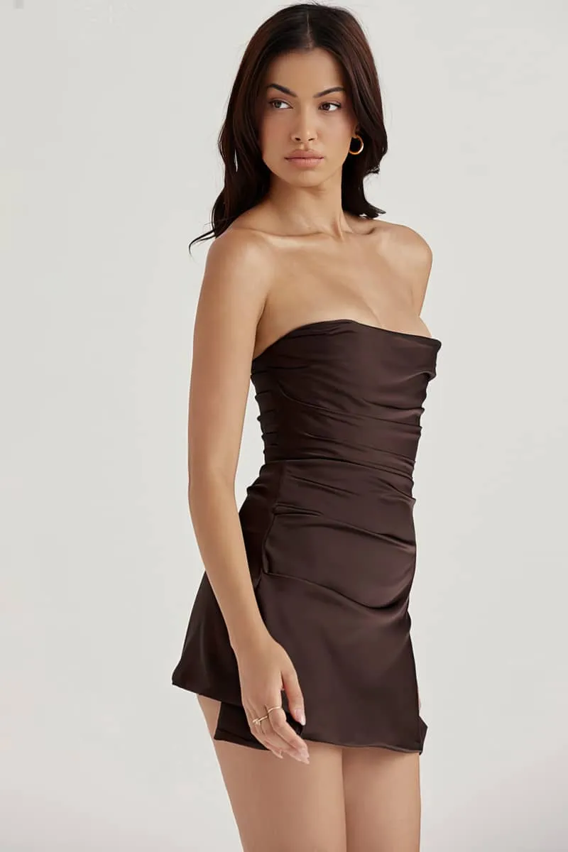 Strapless Backless Short Solid Color Dress