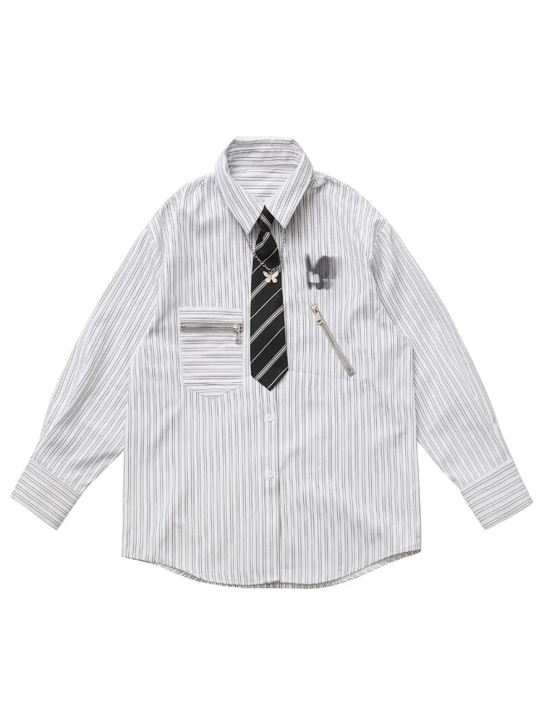 Stripe   Shirt Casual Street Lazy Skirt Retro