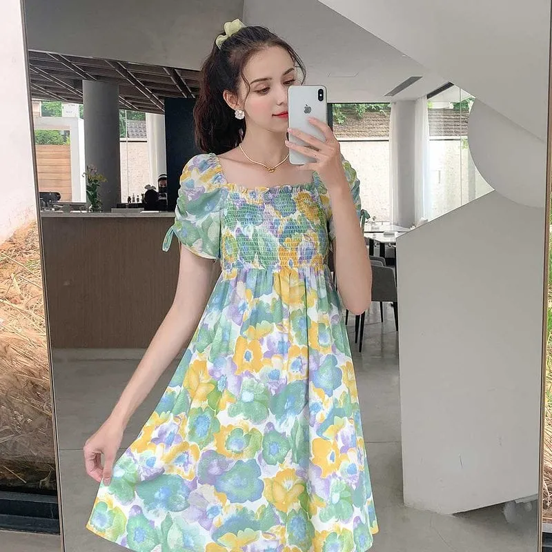 Summer Green Floral Dress