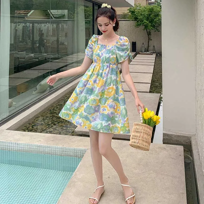 Summer Green Floral Dress