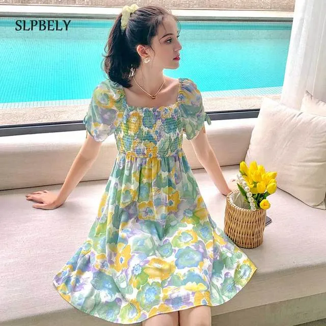 Summer Green Floral Dress