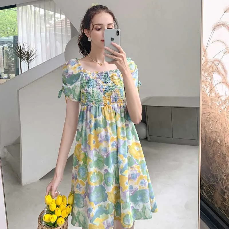 Summer Green Floral Dress