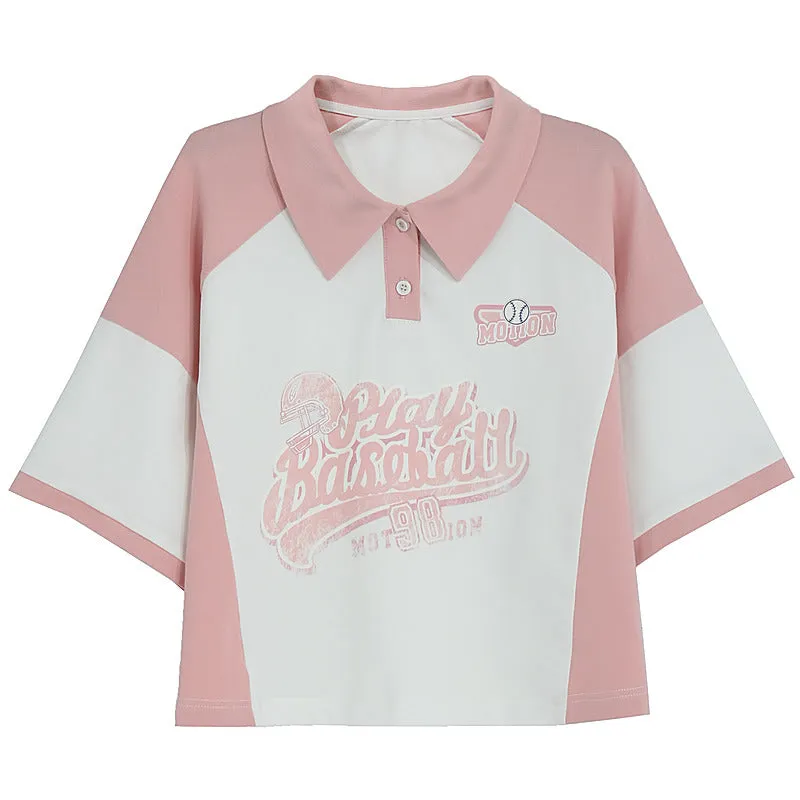 Sweet Casual Pink Polo T-shirt
