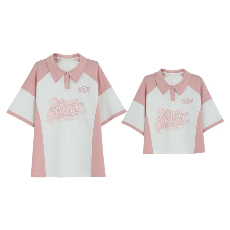 Sweet Casual Pink Polo T-shirt
