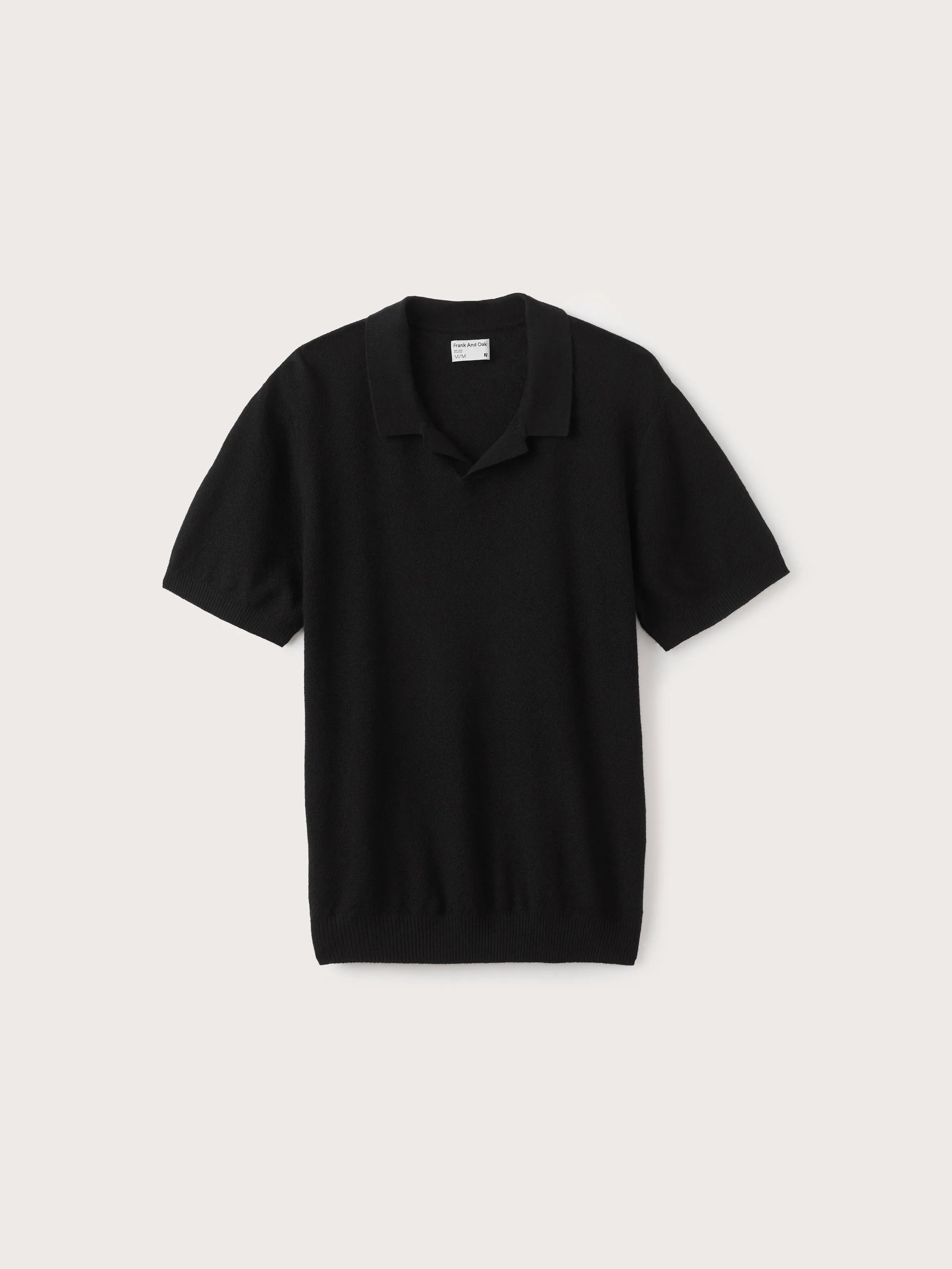 The Linen Knit Polo Shirt in Black