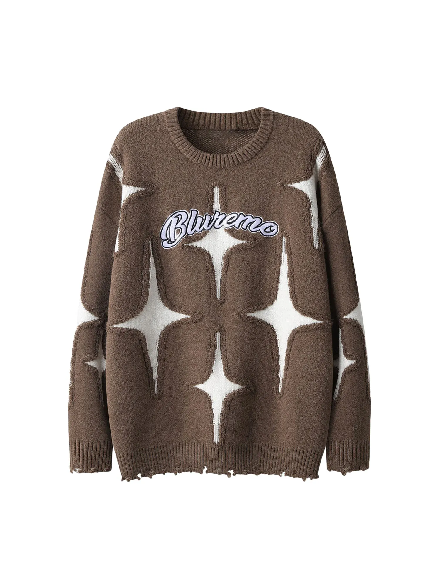 Thesupermade Maillard Star Contrast Tassel Ripped Sweater - 1909