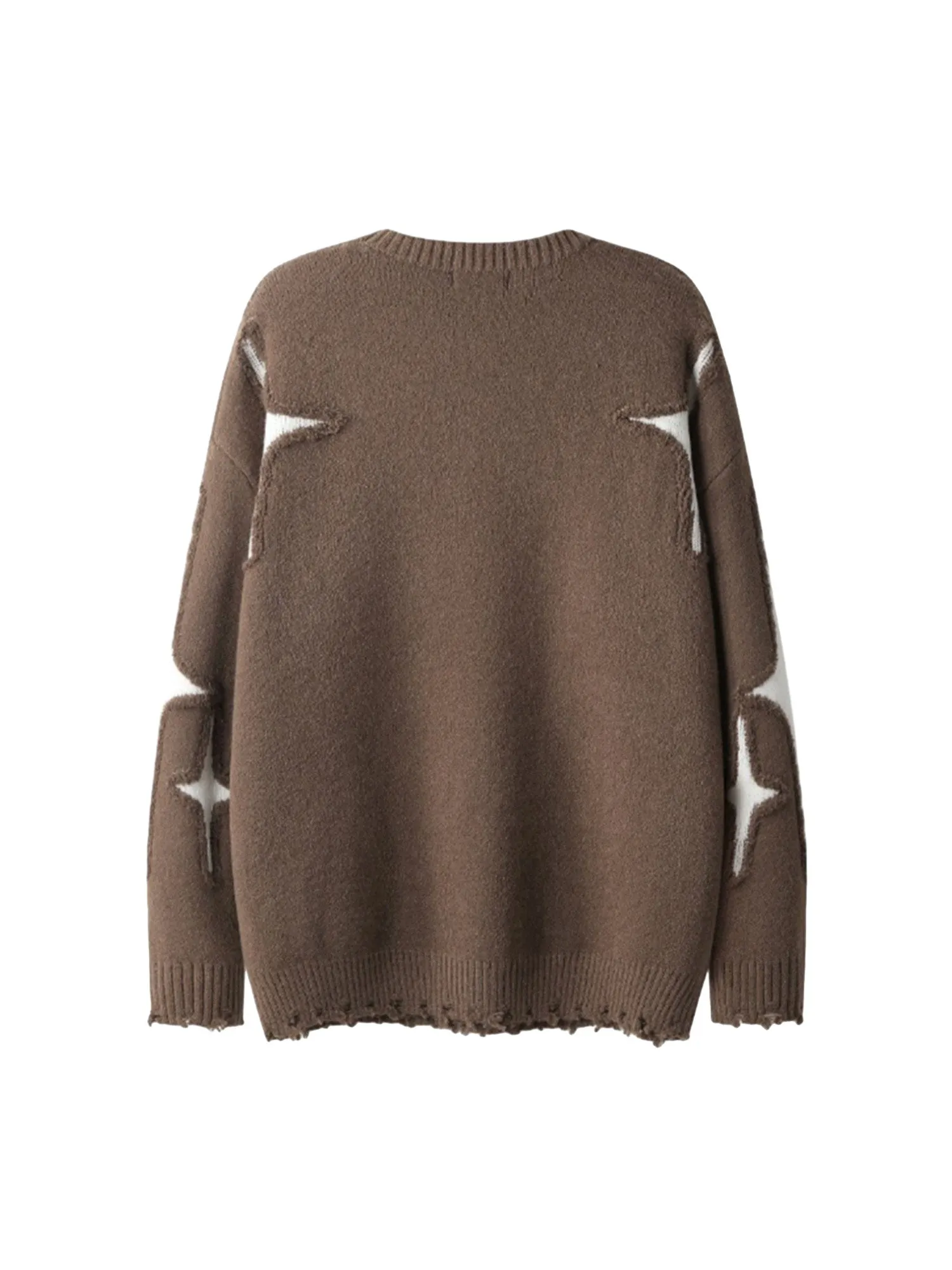 Thesupermade Maillard Star Contrast Tassel Ripped Sweater - 1909