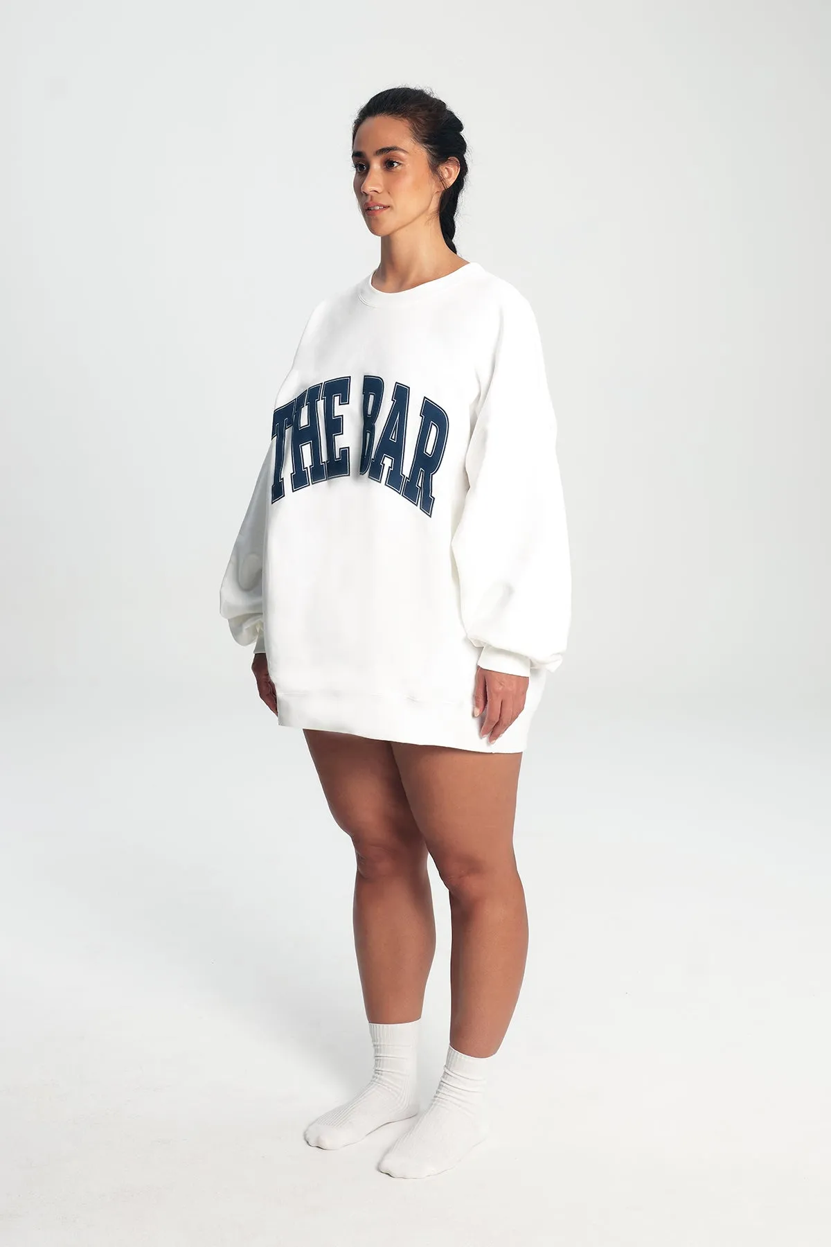 VARSITY SWEATSHIRT WHITE/NAVY BLUE