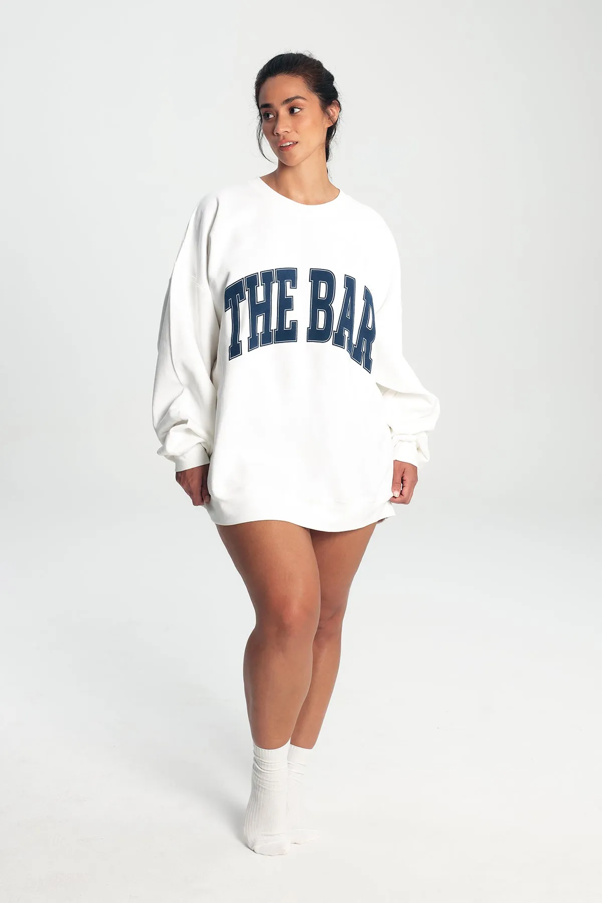VARSITY SWEATSHIRT WHITE/NAVY BLUE