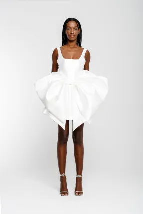 WHITE BIG BOW MINI DRESS