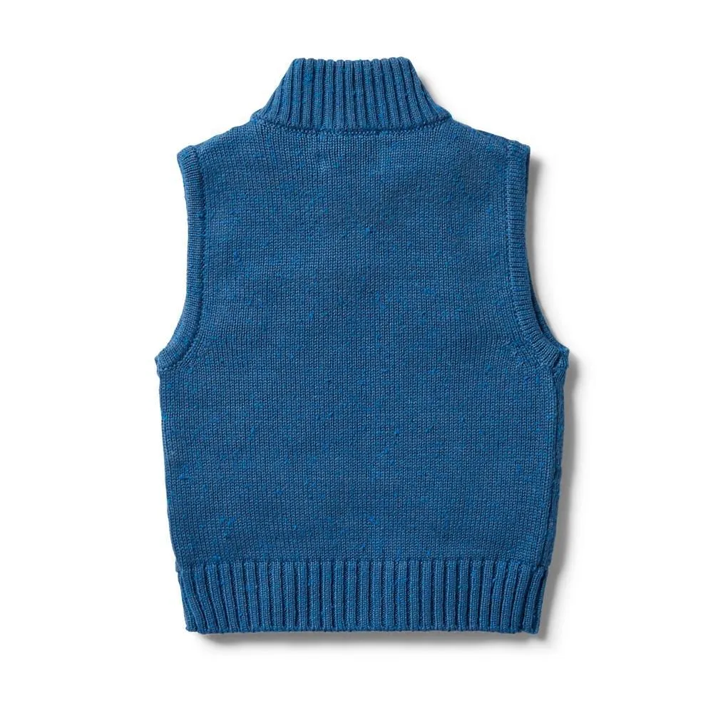 Wilson & Frenchy | Knitted Quilted Baby Vest - Denim Fleck
