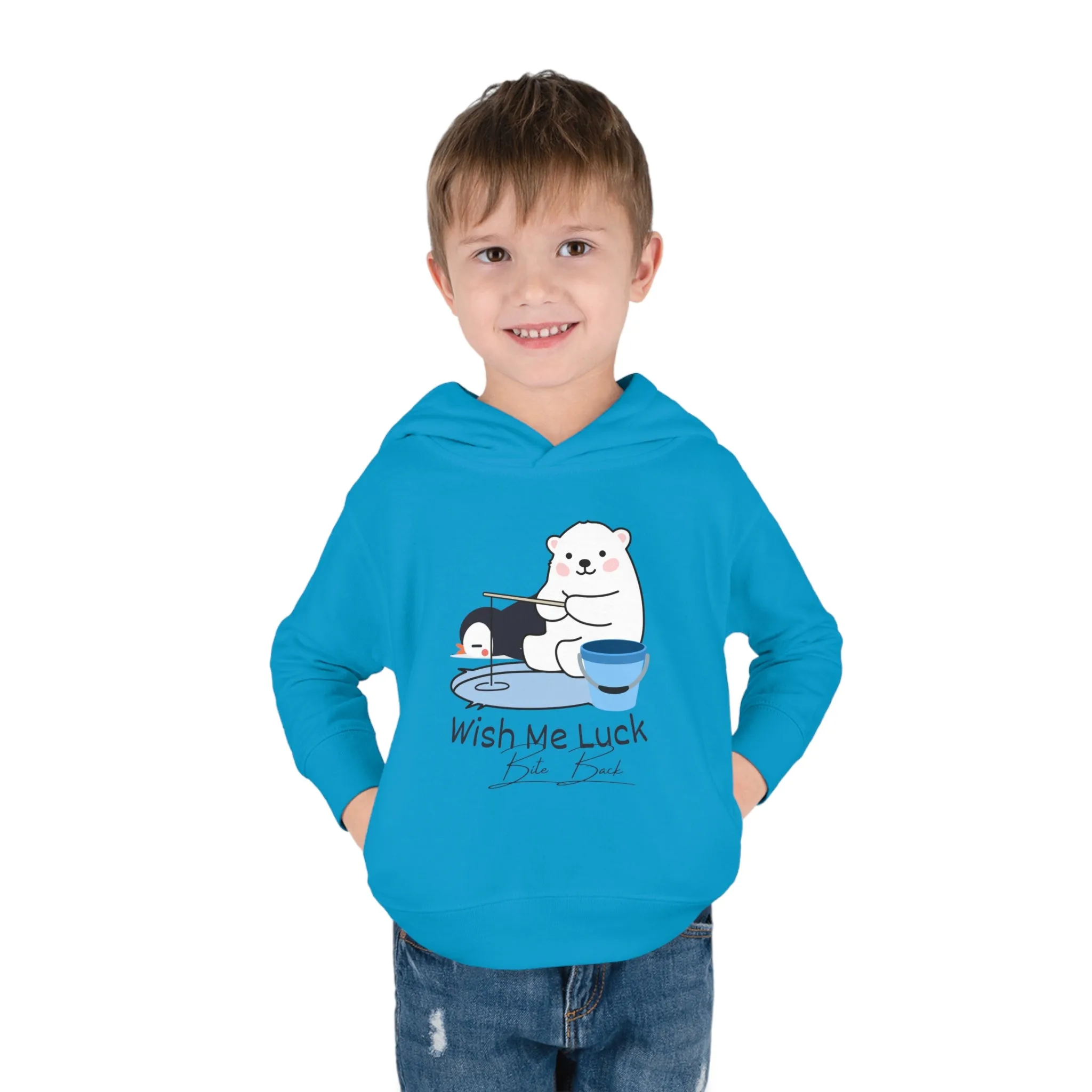 Wish Me Luck Bear Toddler Pullover Fleece Hoodie