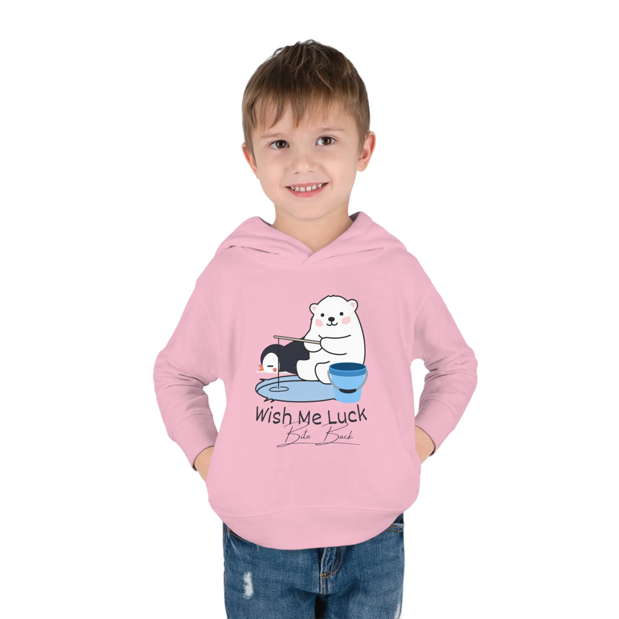 Wish Me Luck Bear Toddler Pullover Fleece Hoodie