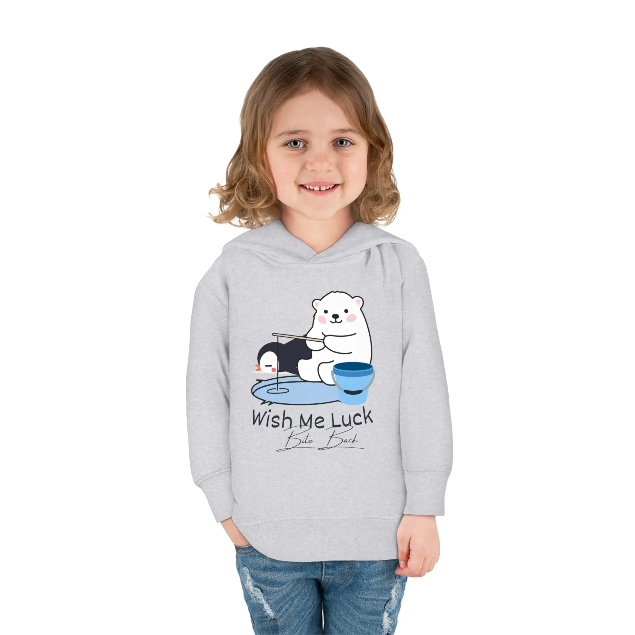 Wish Me Luck Bear Toddler Pullover Fleece Hoodie