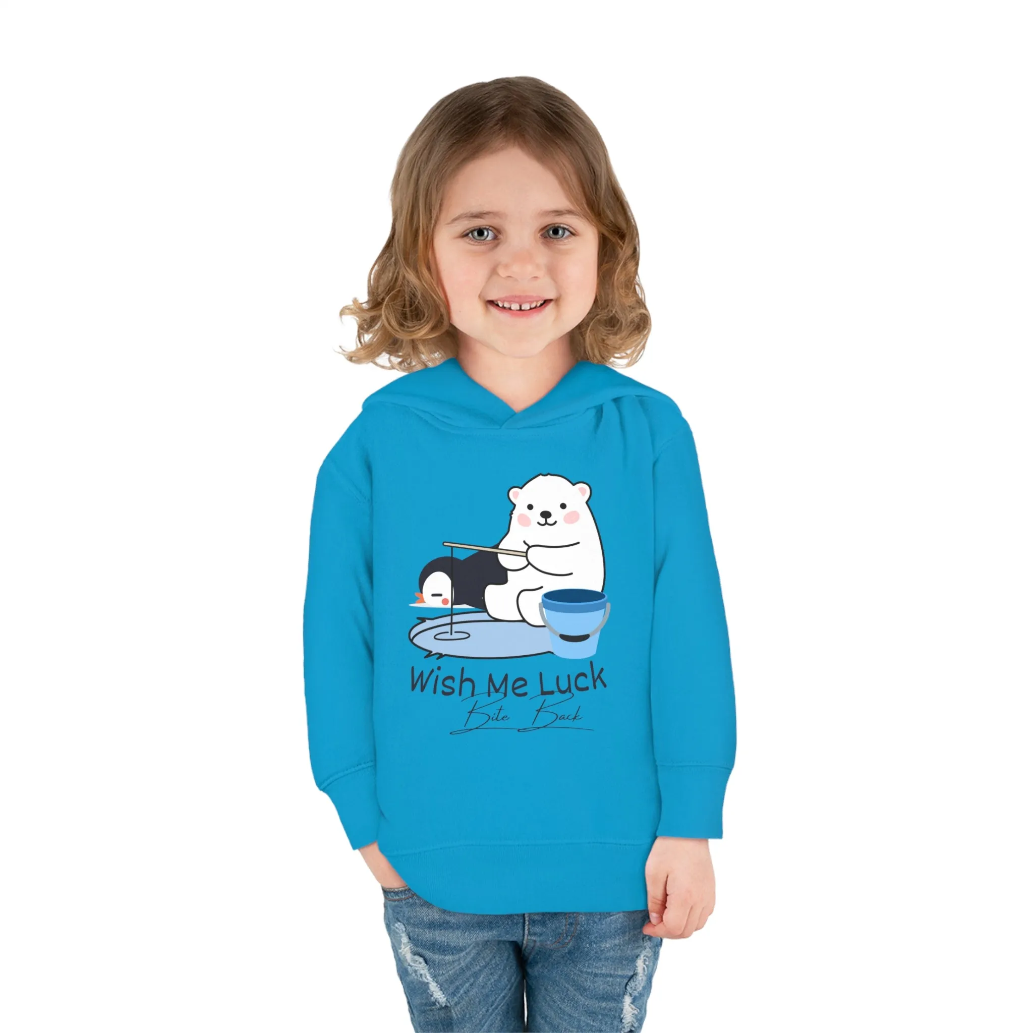Wish Me Luck Bear Toddler Pullover Fleece Hoodie