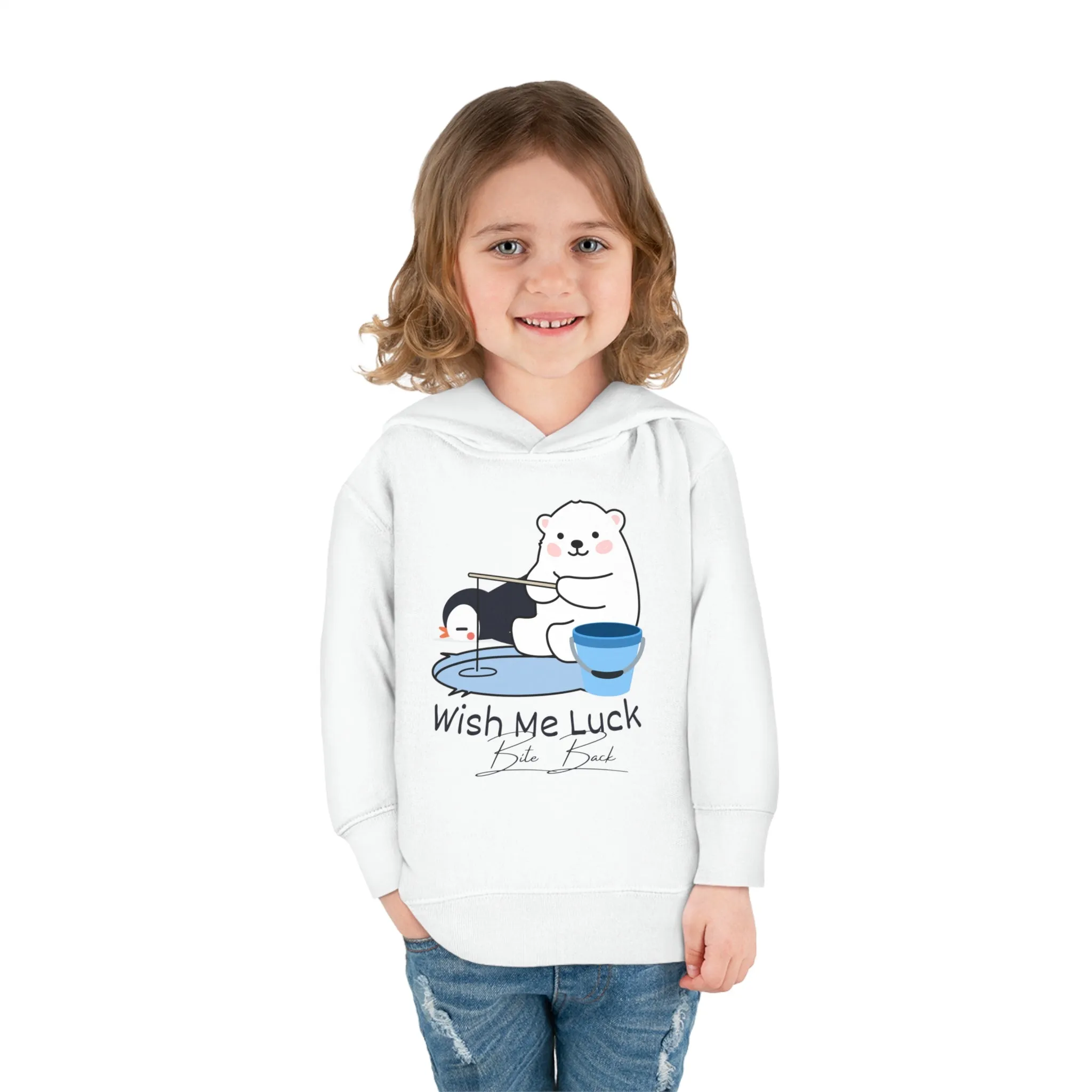 Wish Me Luck Bear Toddler Pullover Fleece Hoodie