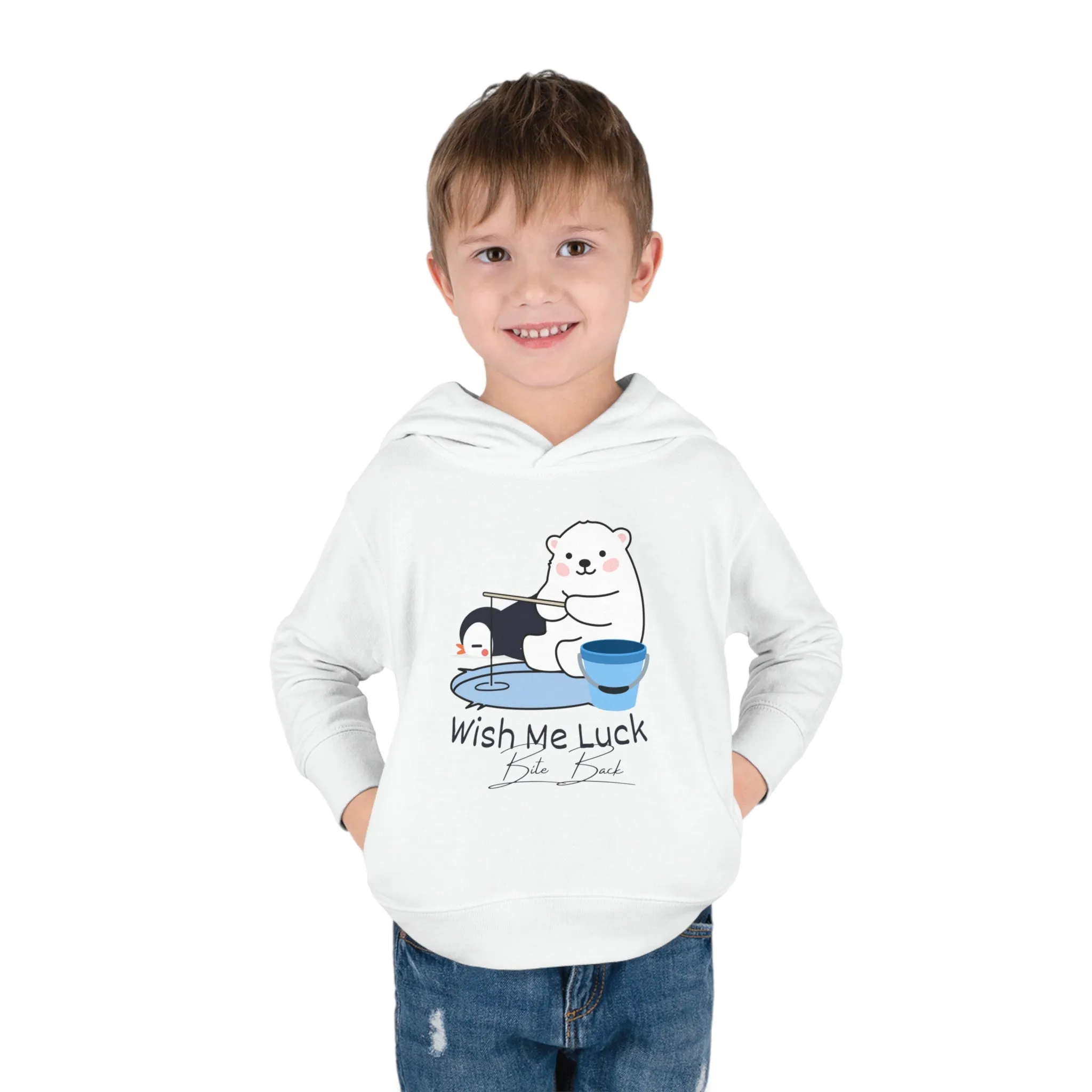 Wish Me Luck Bear Toddler Pullover Fleece Hoodie