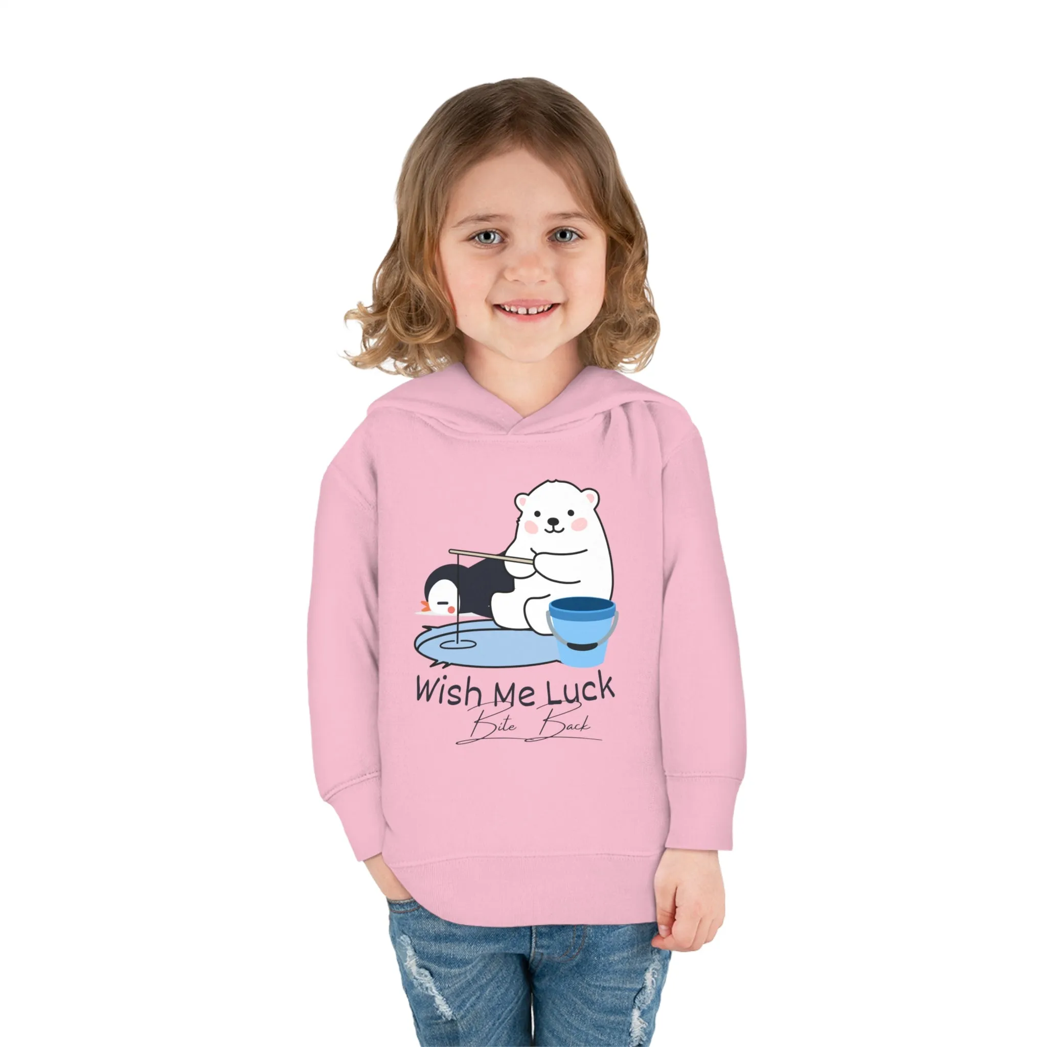 Wish Me Luck Bear Toddler Pullover Fleece Hoodie
