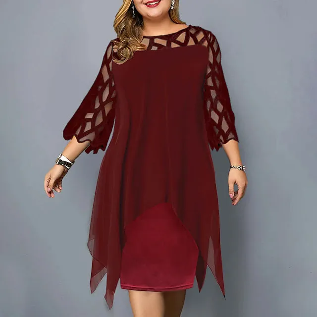 Women's Plus Size Solid Color Sheath Dress