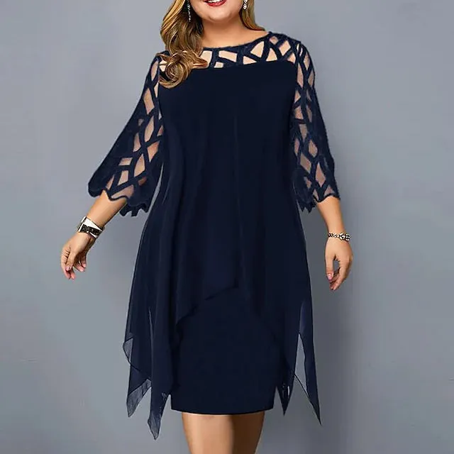 Women's Plus Size Solid Color Sheath Dress