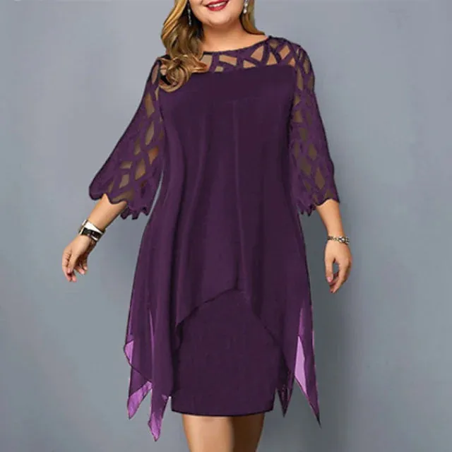Women's Plus Size Solid Color Sheath Dress